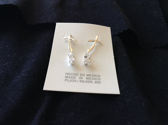 Aretes Cruz Plata .925