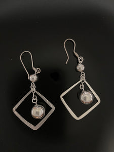 Aretes Cuadros y Esferas Plata .925