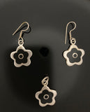 Aretes y Dije Flores de Plata .925