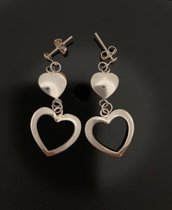 Aretes Corazones de Plata .925