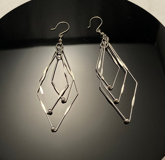 Aretes Rombos de Plata .925